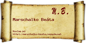 Marschalko Beáta névjegykártya